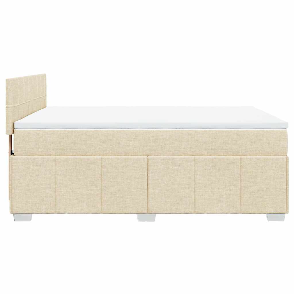 Krevet s oprugama i madracem krem 140 x 190 cm od tkanine