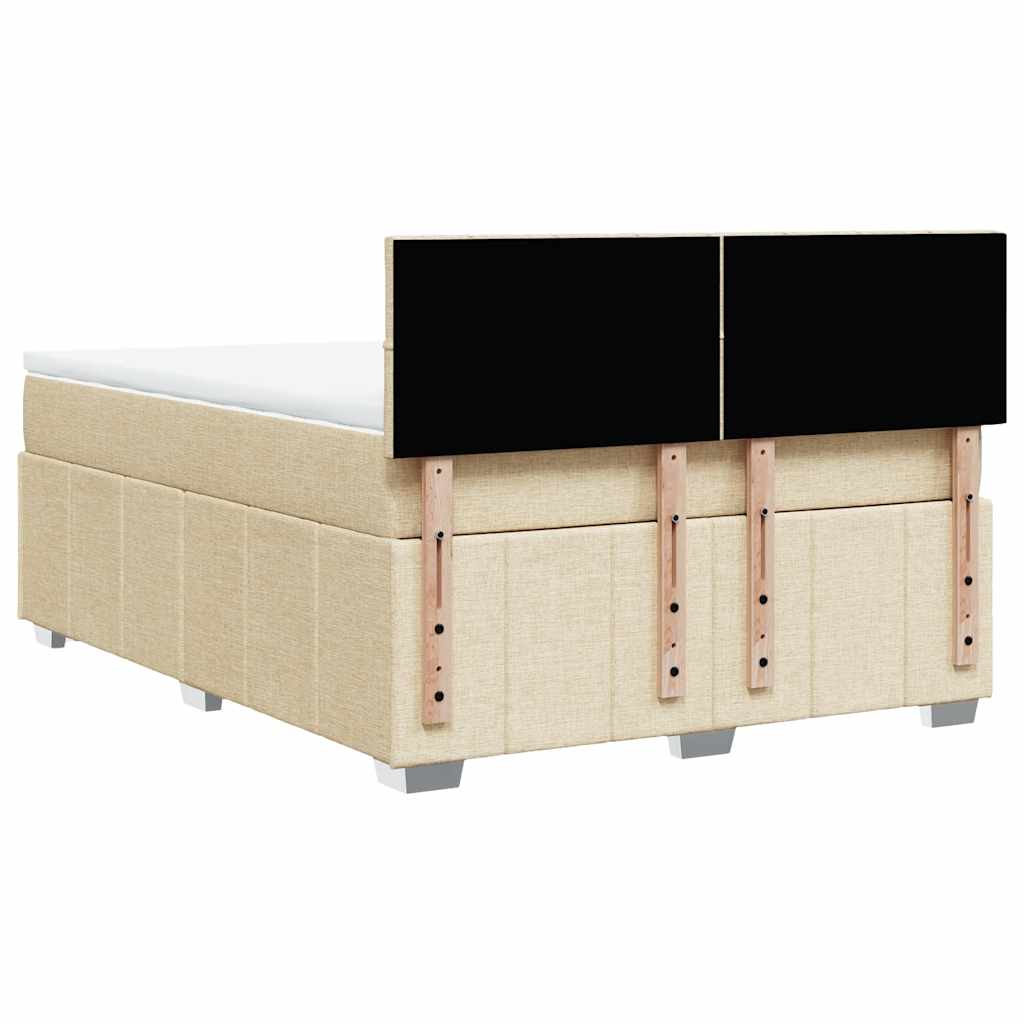 Krevet s oprugama i madracem krem 140 x 190 cm od tkanine