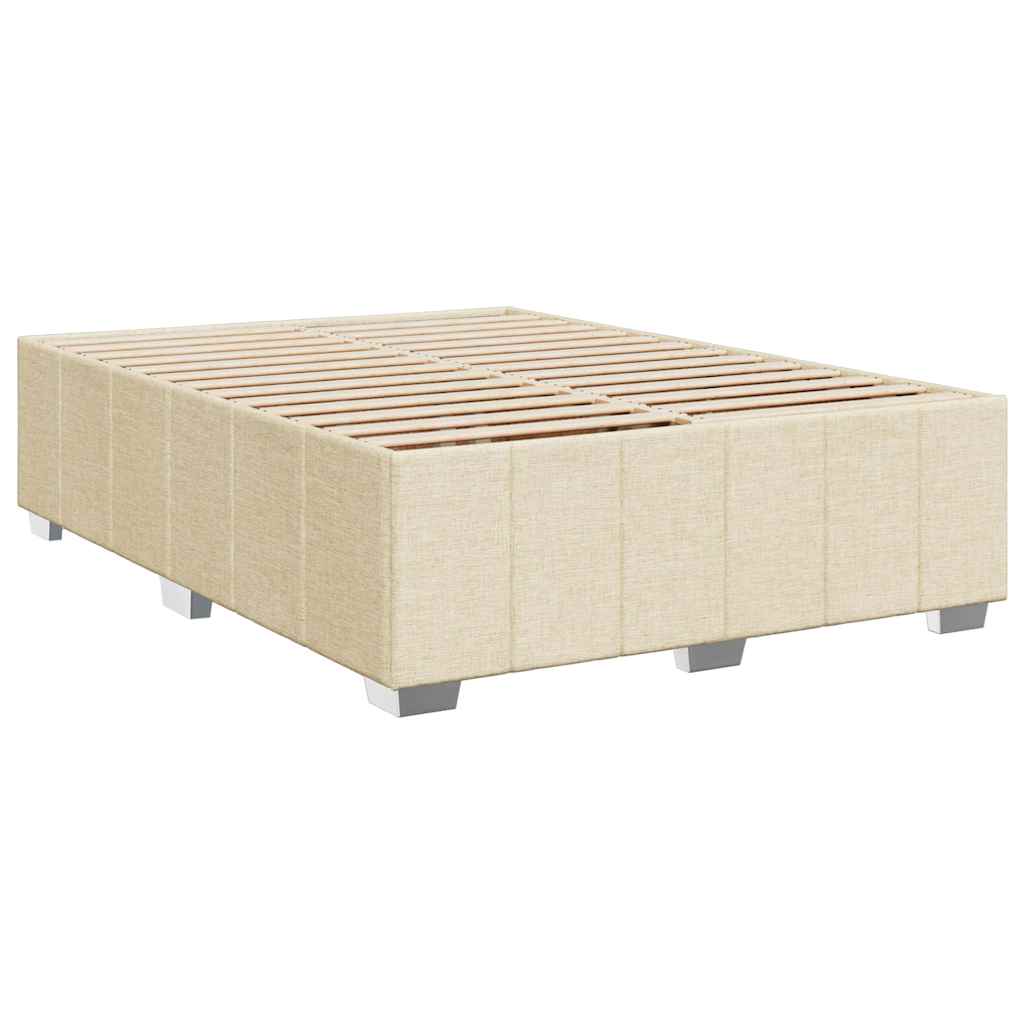 Krevet s oprugama i madracem krem 140 x 190 cm od tkanine