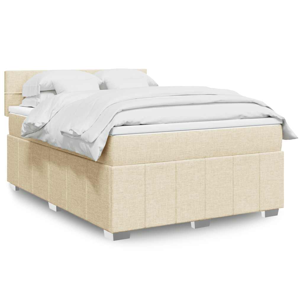 Krevet s oprugama i madracem krem 140 x 190 cm od tkanine