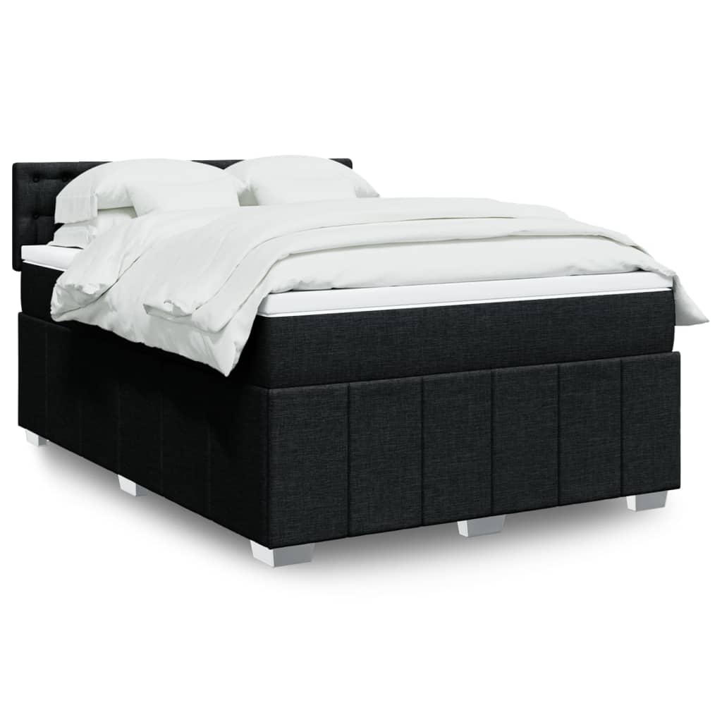 Krevet s oprugama i madracem crni 140 x 190 cm od tkanine