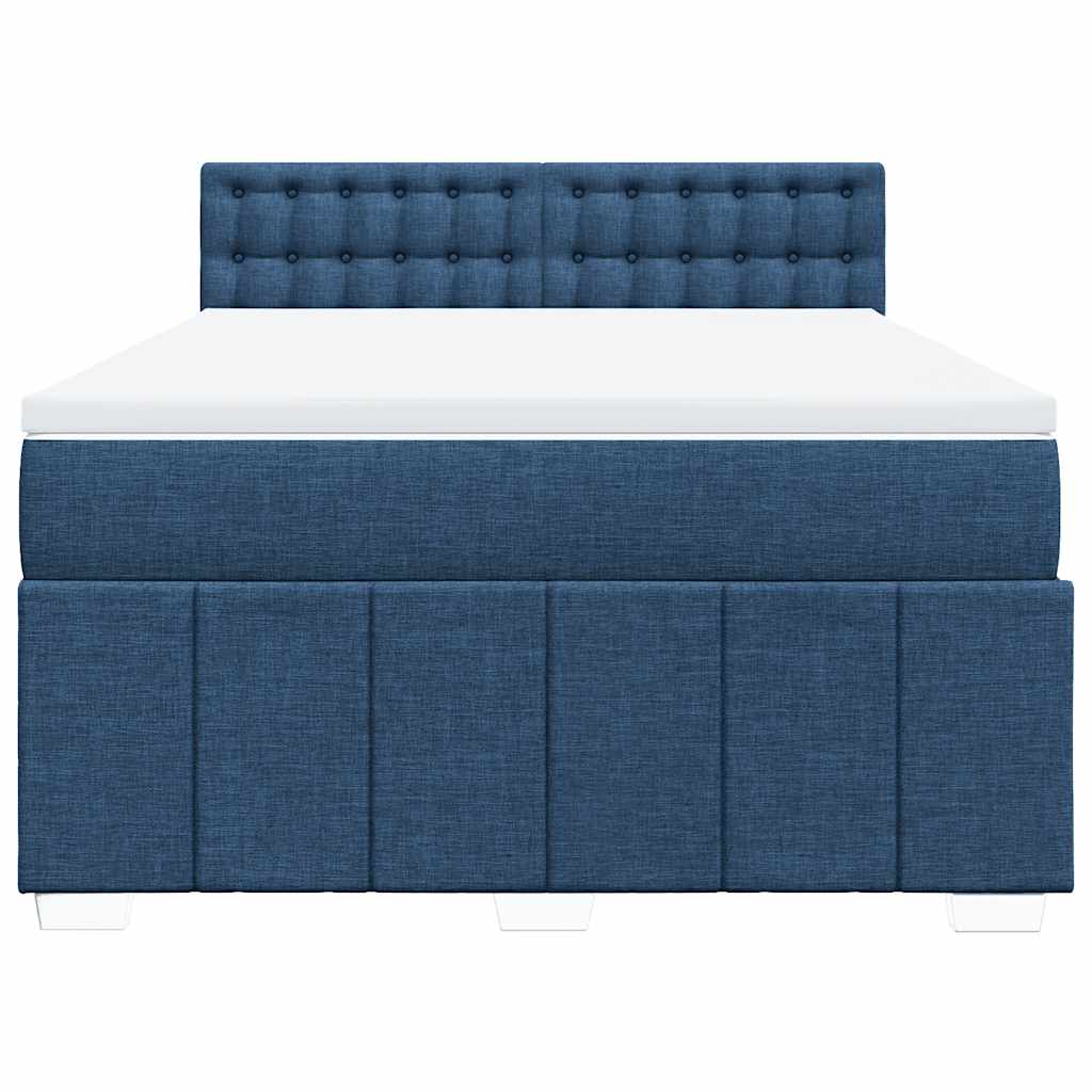 Krevet s oprugama i madracem plavi 140 x 190 cm od tkanine