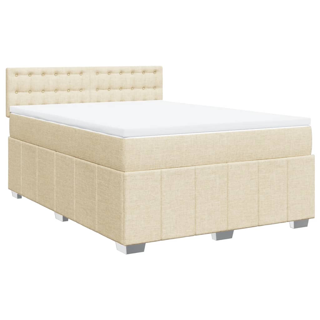 Krevet s oprugama i madracem krem 140x200 cm od tkanine