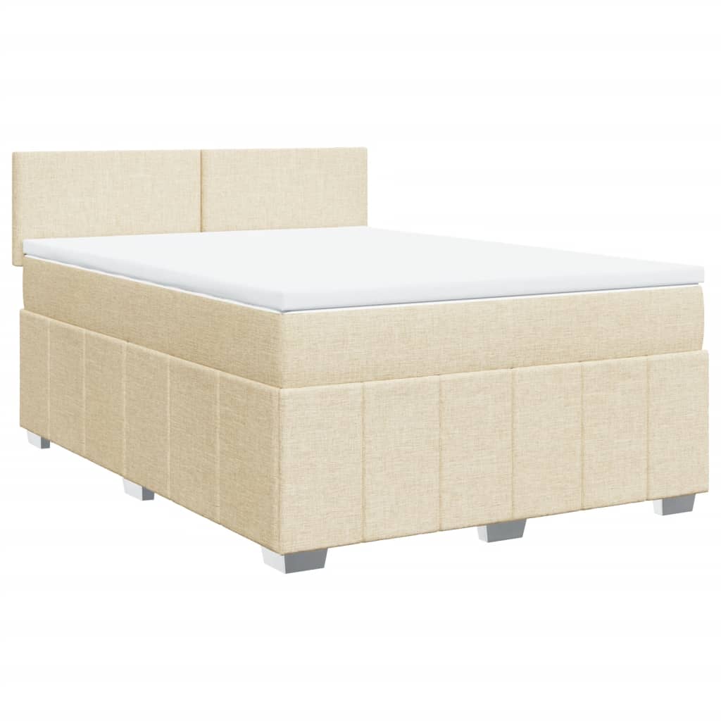 Krevet s oprugama i madracem krem 160x200 cm od tkanine