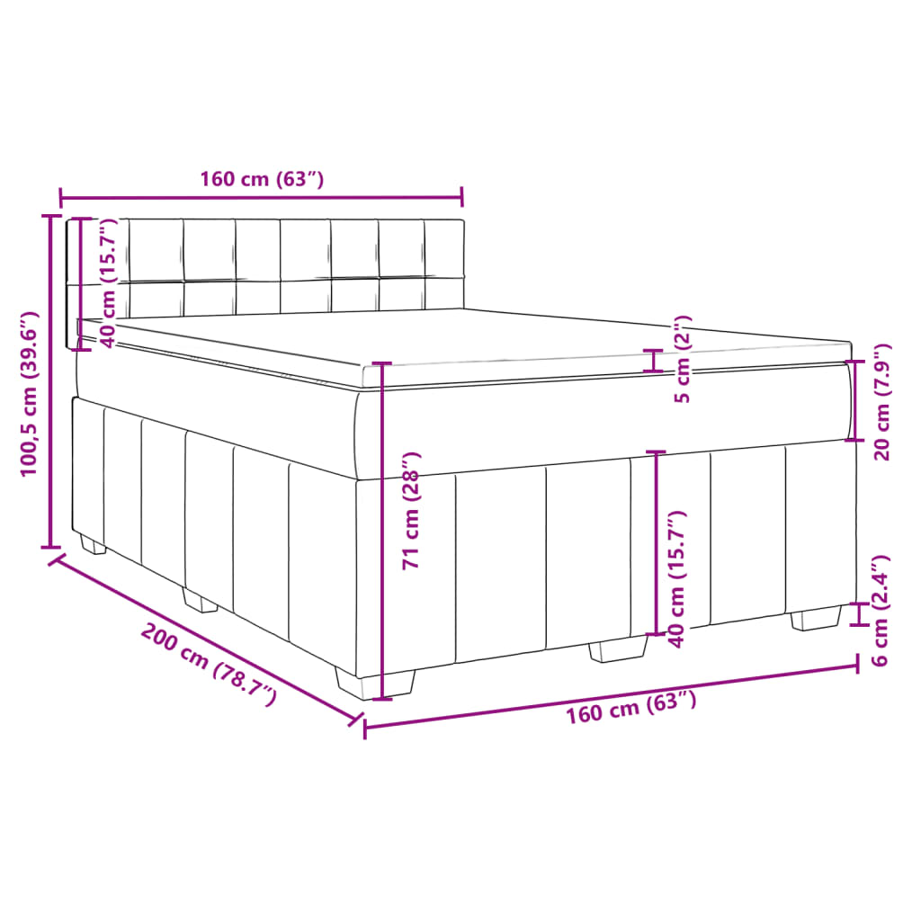 Krevet s oprugama i madracem tamnosmeđi 160x200 cm tkanina