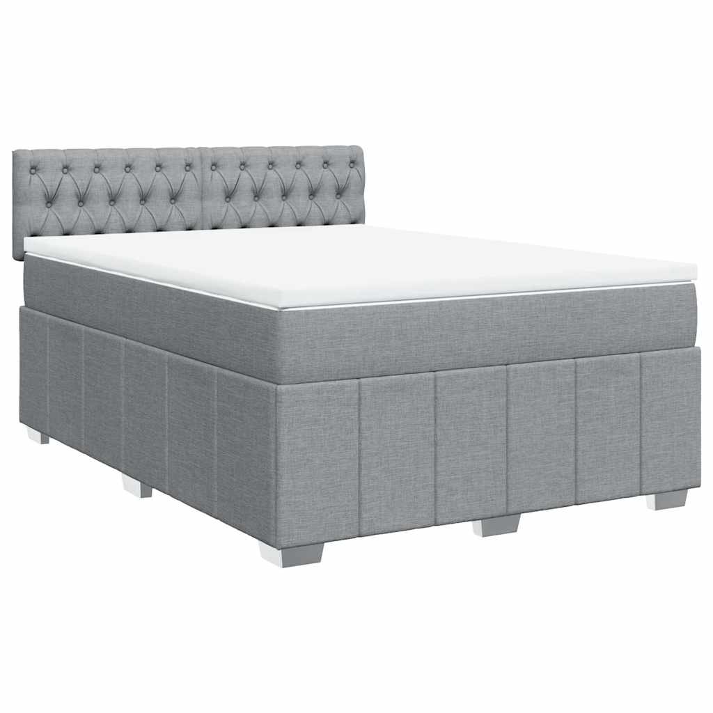 Krevet box spring s madracem svjetlosiva 160x200 cm tkanina