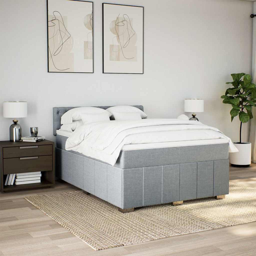 Krevet box spring s madracem svjetlosiva 160x200 cm tkanina