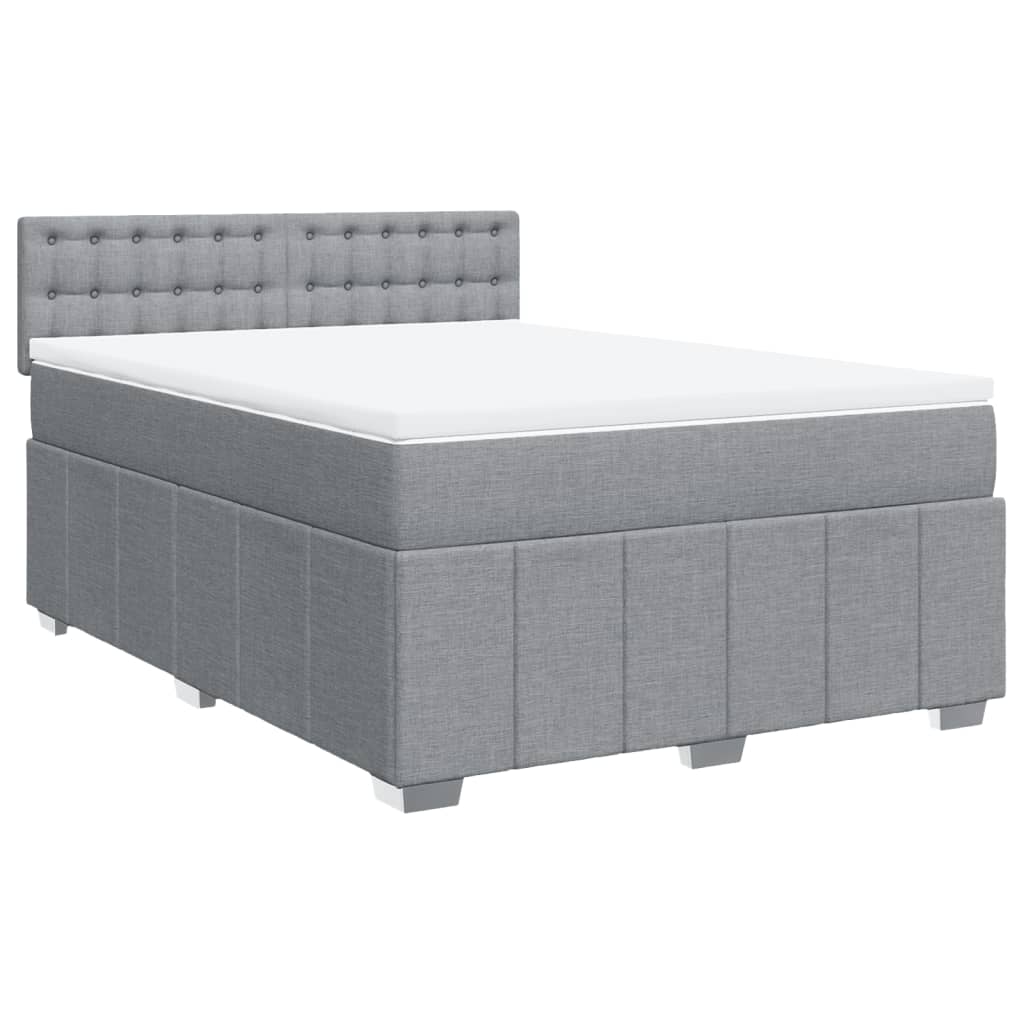 Krevet box spring s madracem svjetlosiva 160x200 cm tkanina