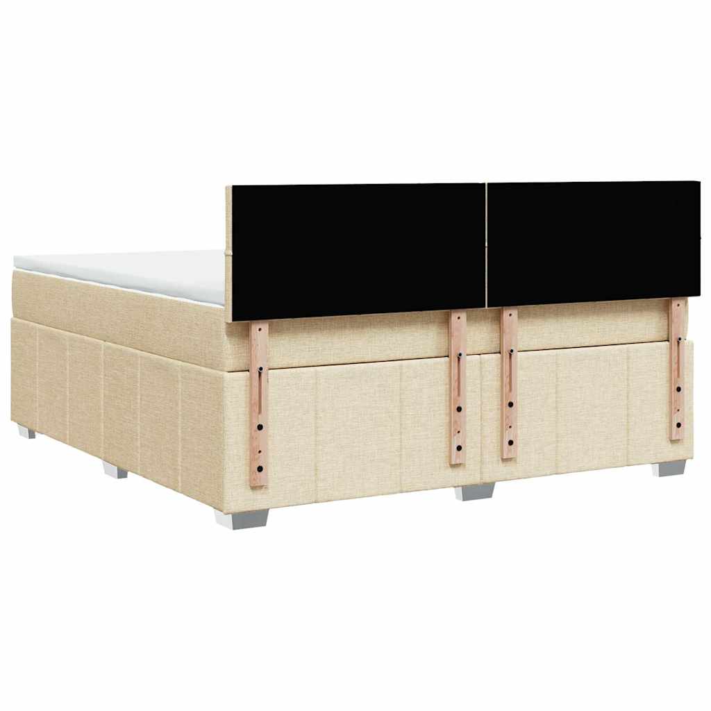 Krevet s oprugama i madracem krem 180x200 cm od tkanine