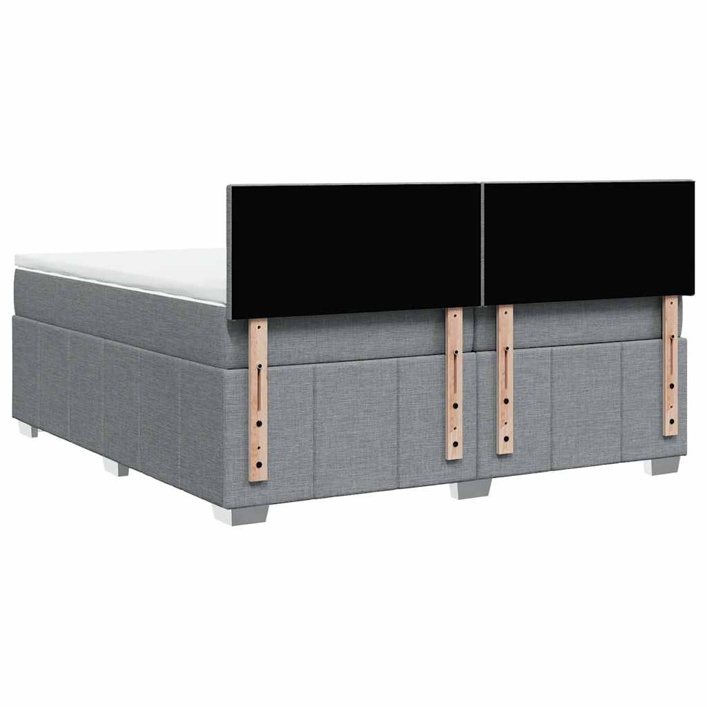 Krevet s oprugama i madracem svjetlosivi 200 x 200cm od tkanine