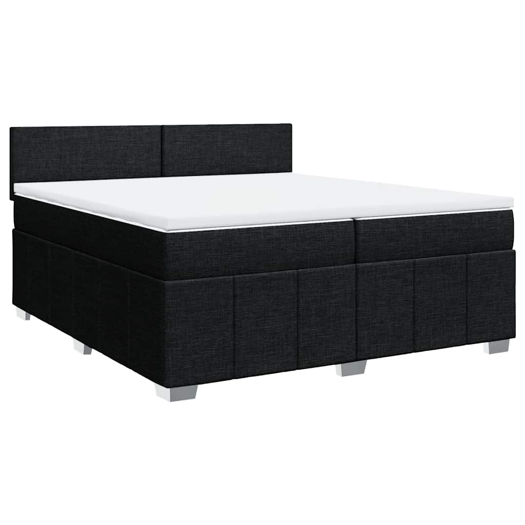Krevet s oprugama i madracem crni 200x200 cm od tkanine