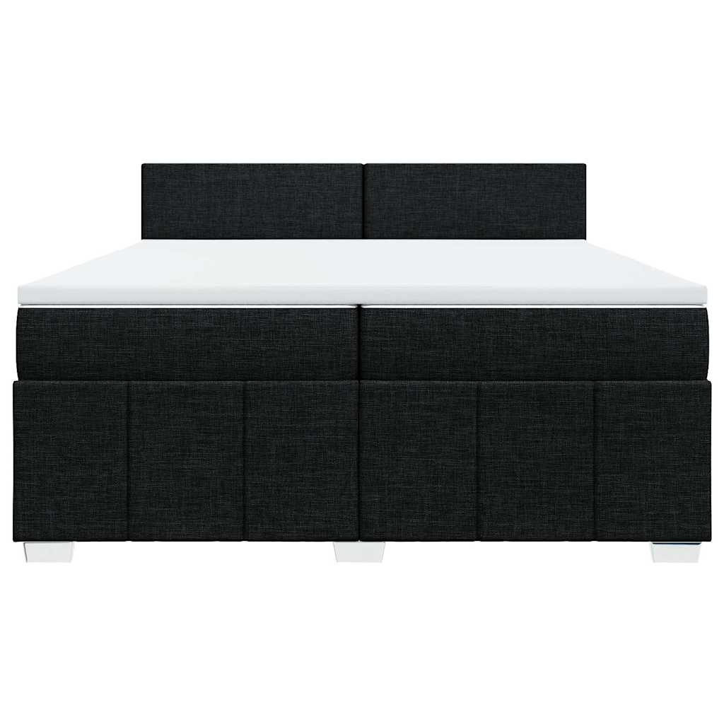 Krevet s oprugama i madracem crni 200x200 cm od tkanine