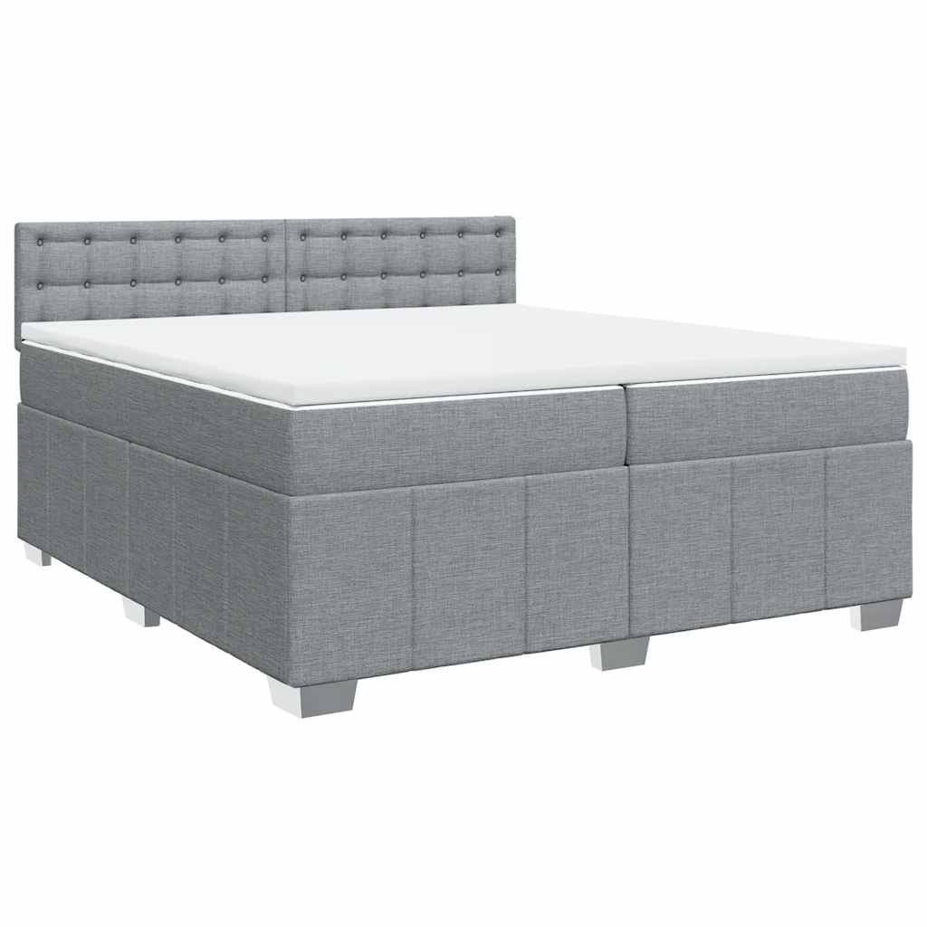 Krevet s oprugama i madracem svjetlosivi 200 x 200cm od tkanine