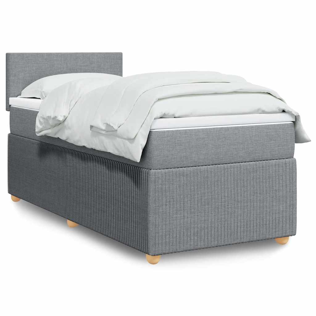 Box spring krevet s madracem svjetlosivi 90x190 cm od tkanine