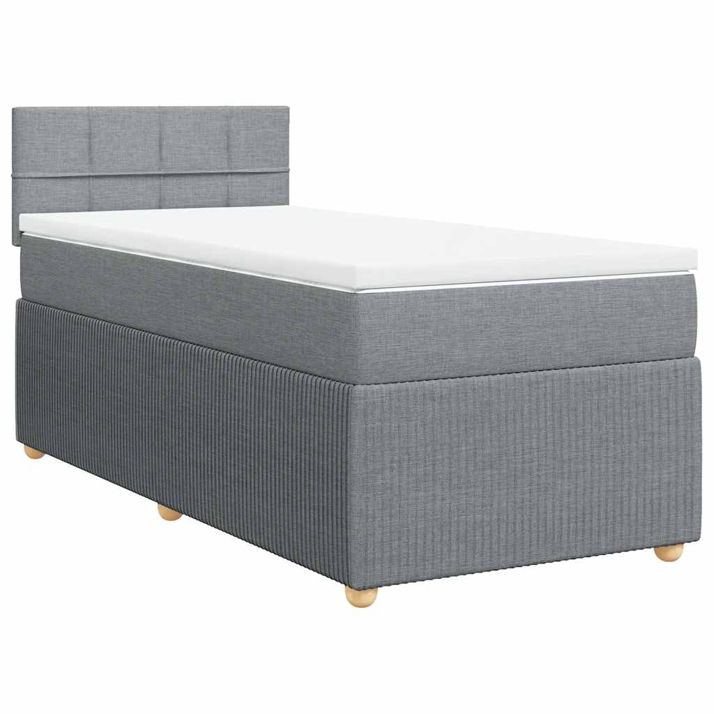Box spring krevet s madracem svjetlosivi 90x190 cm od tkanine