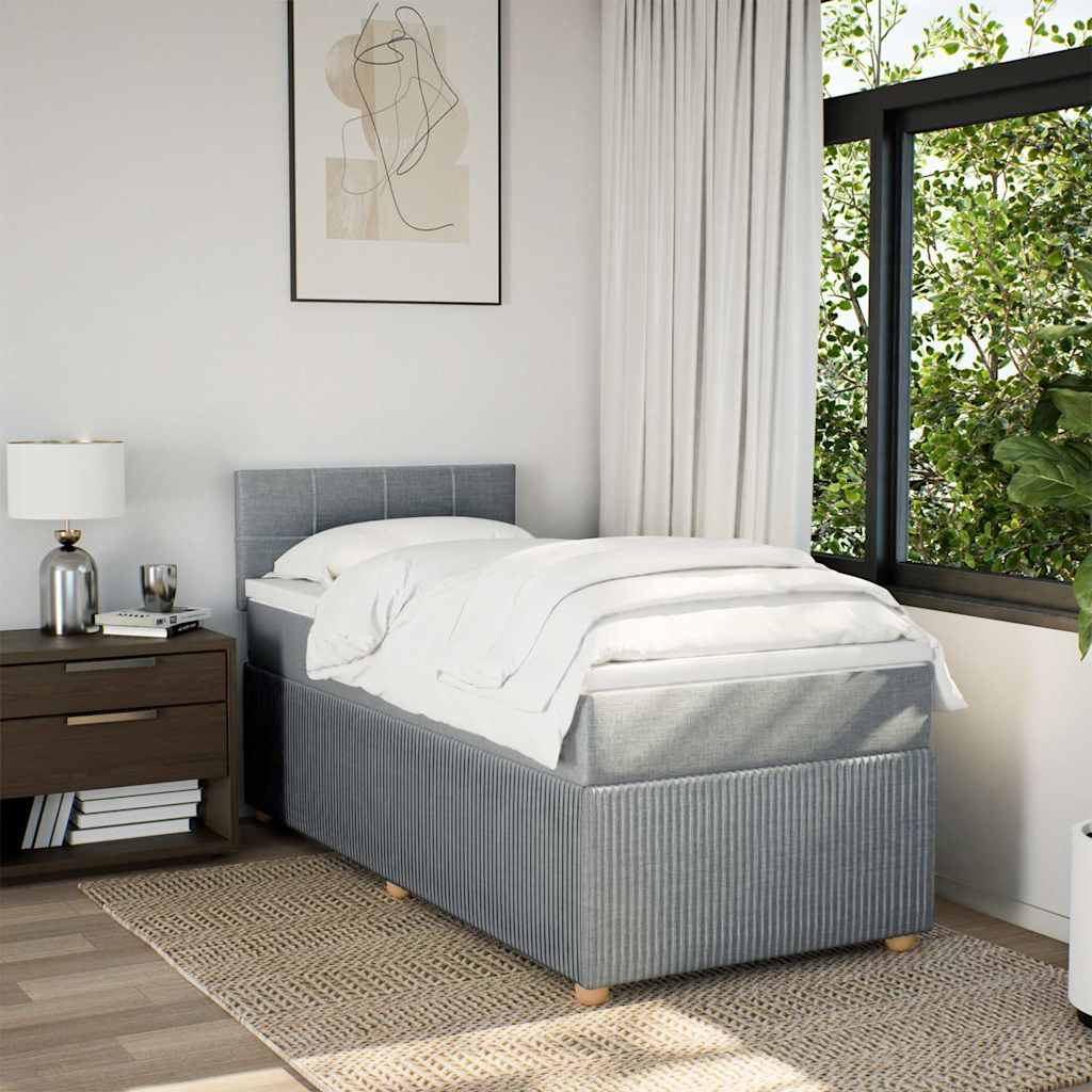 Box spring krevet s madracem svjetlosivi 90x190 cm od tkanine
