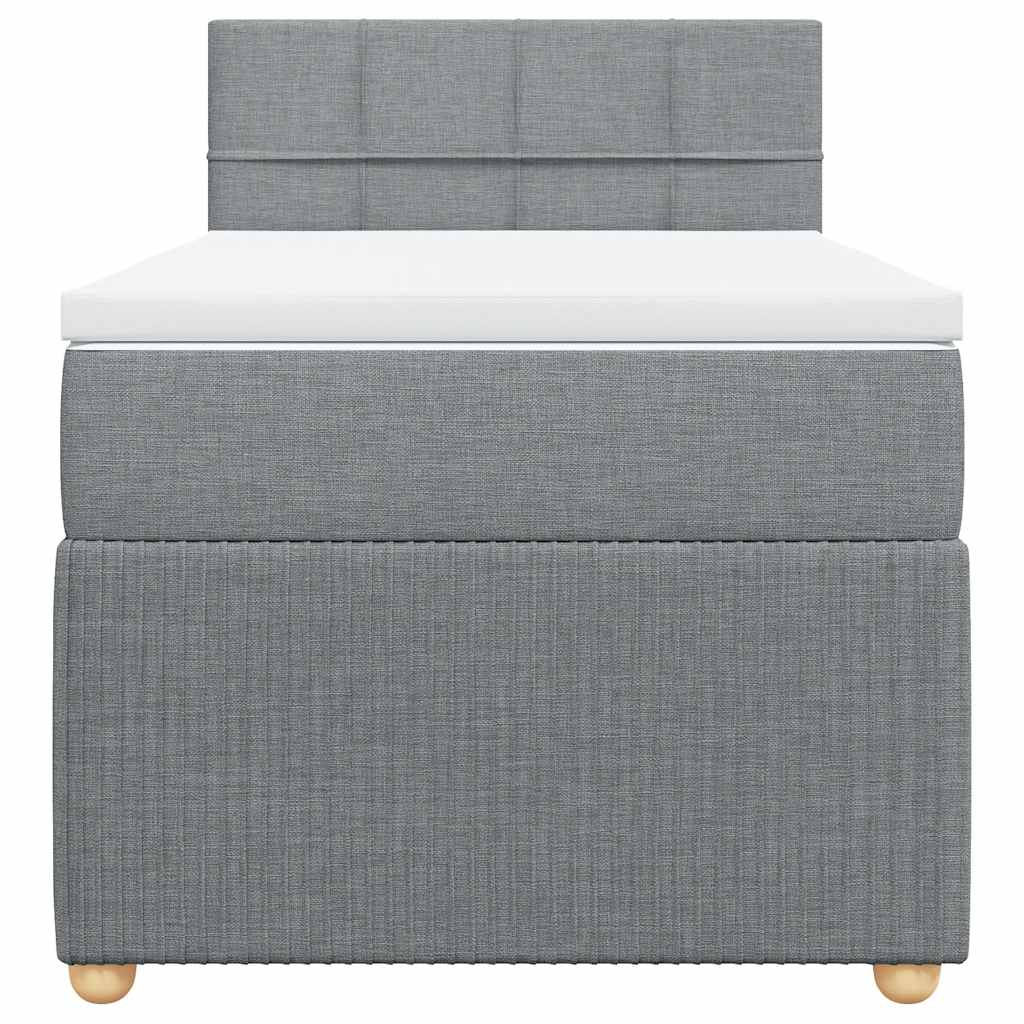 Box spring krevet s madracem svjetlosivi 90x190 cm od tkanine