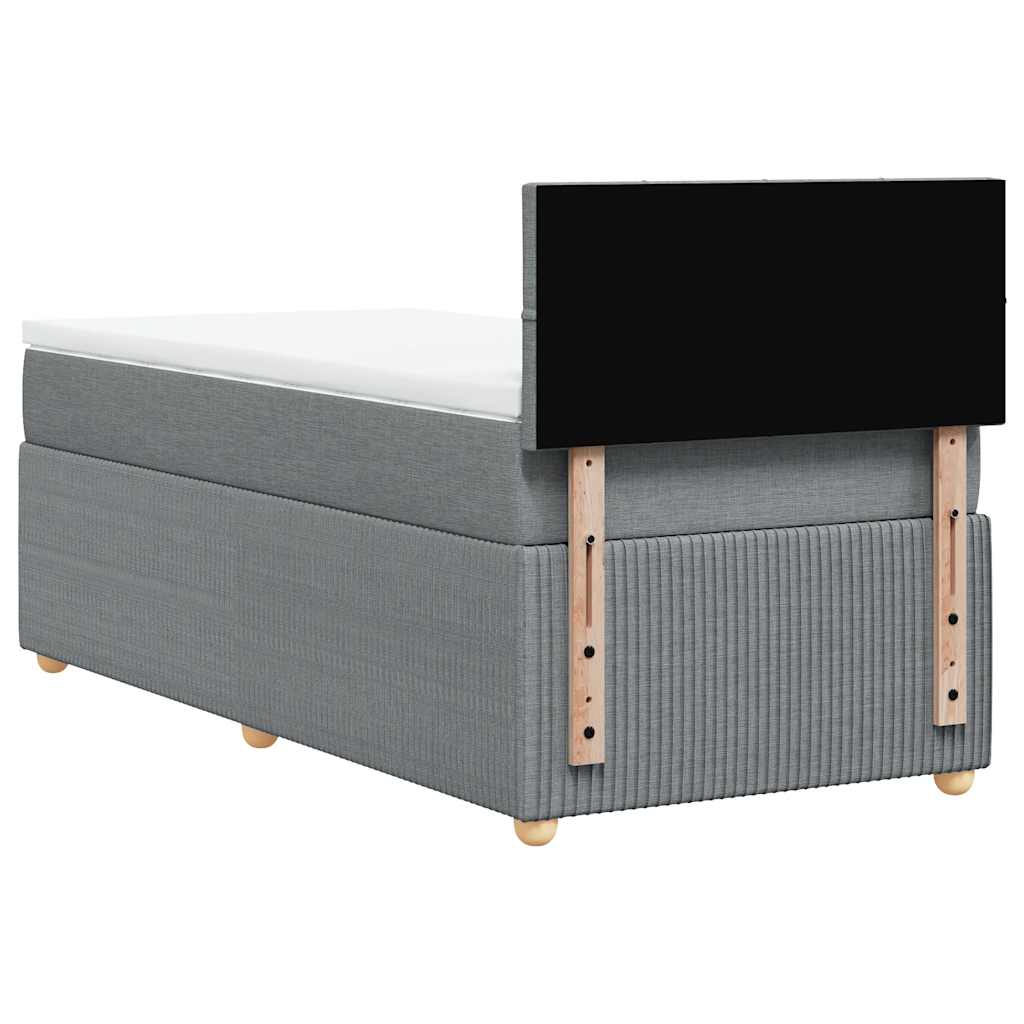 Box spring krevet s madracem svjetlosivi 90x190 cm od tkanine
