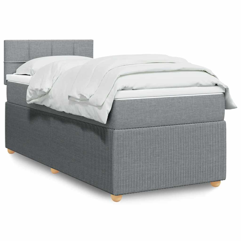 Box spring krevet s madracem svjetlosivi 90x190 cm od tkanine
