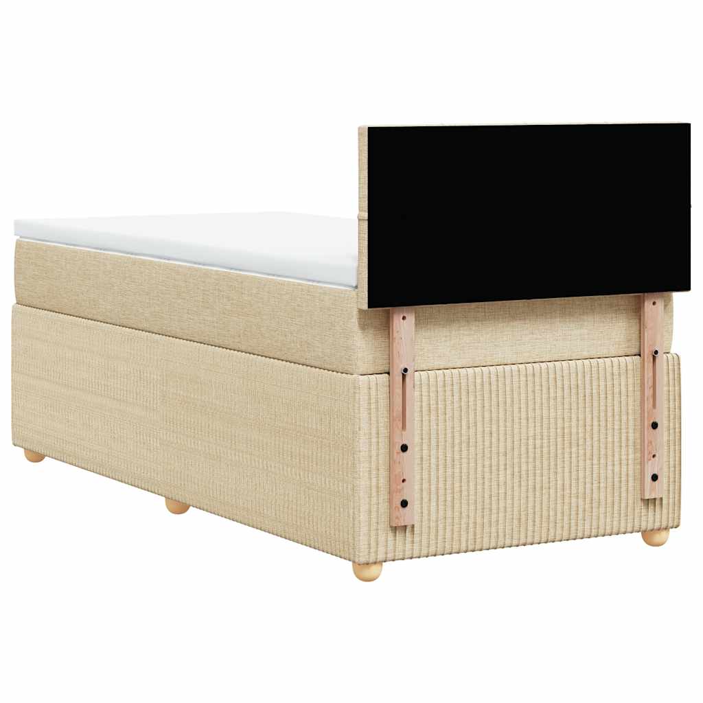 Krevet s oprugama i madracem krem 90 x 190 cm od tkanine