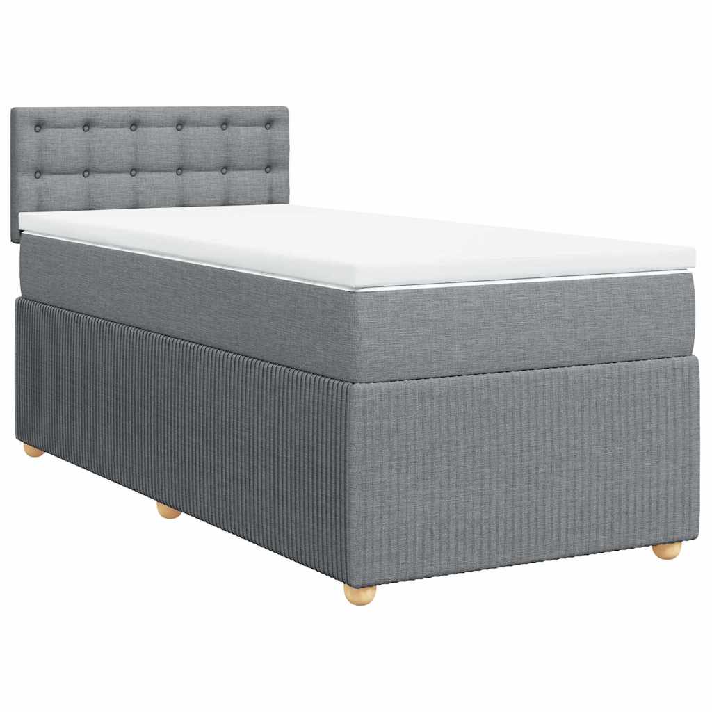 Box spring krevet s madracem svjetlosivi 90x190 cm od tkanine