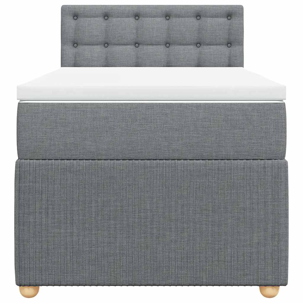 Box spring krevet s madracem svjetlosivi 90x190 cm od tkanine