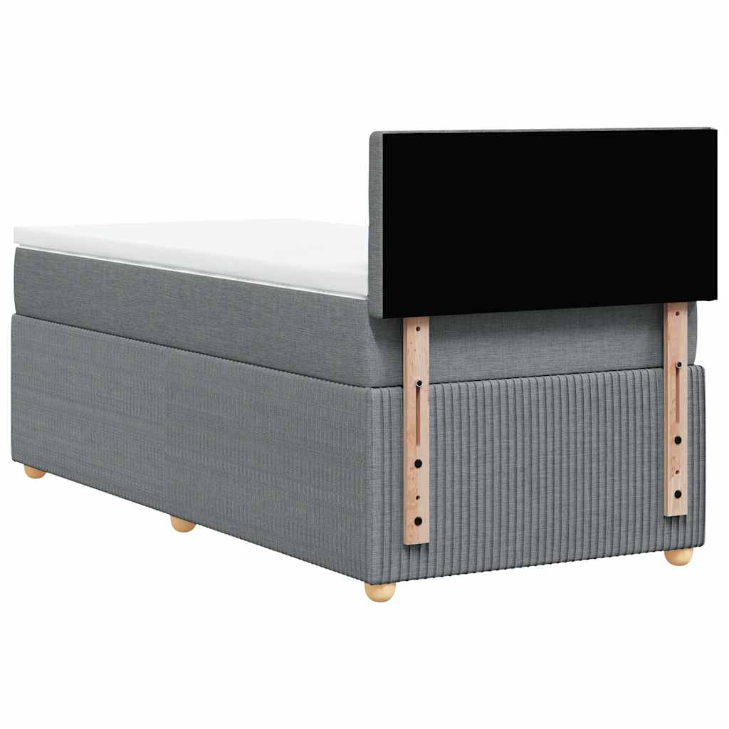 Box spring krevet s madracem svjetlosivi 90x190 cm od tkanine