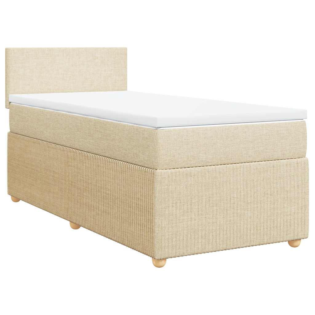 Krevet s oprugama i madracem krem 90 x 200 cm od tkanine