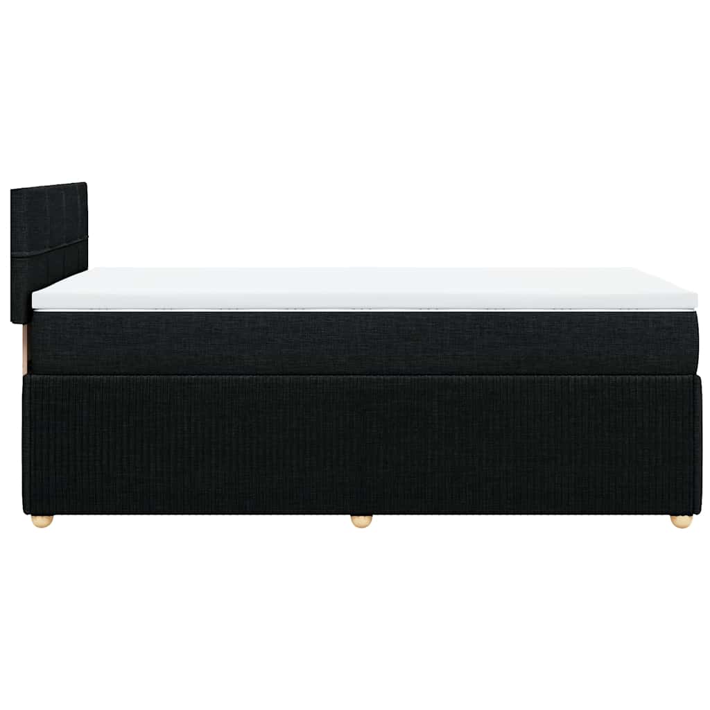 Krevet s oprugama i madracem crni 100 x 200 cm od tkanine