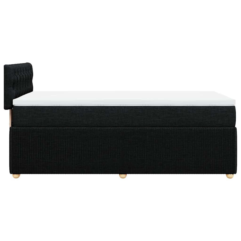 Krevet s oprugama i madracem crni 100 x 200 cm od tkanine