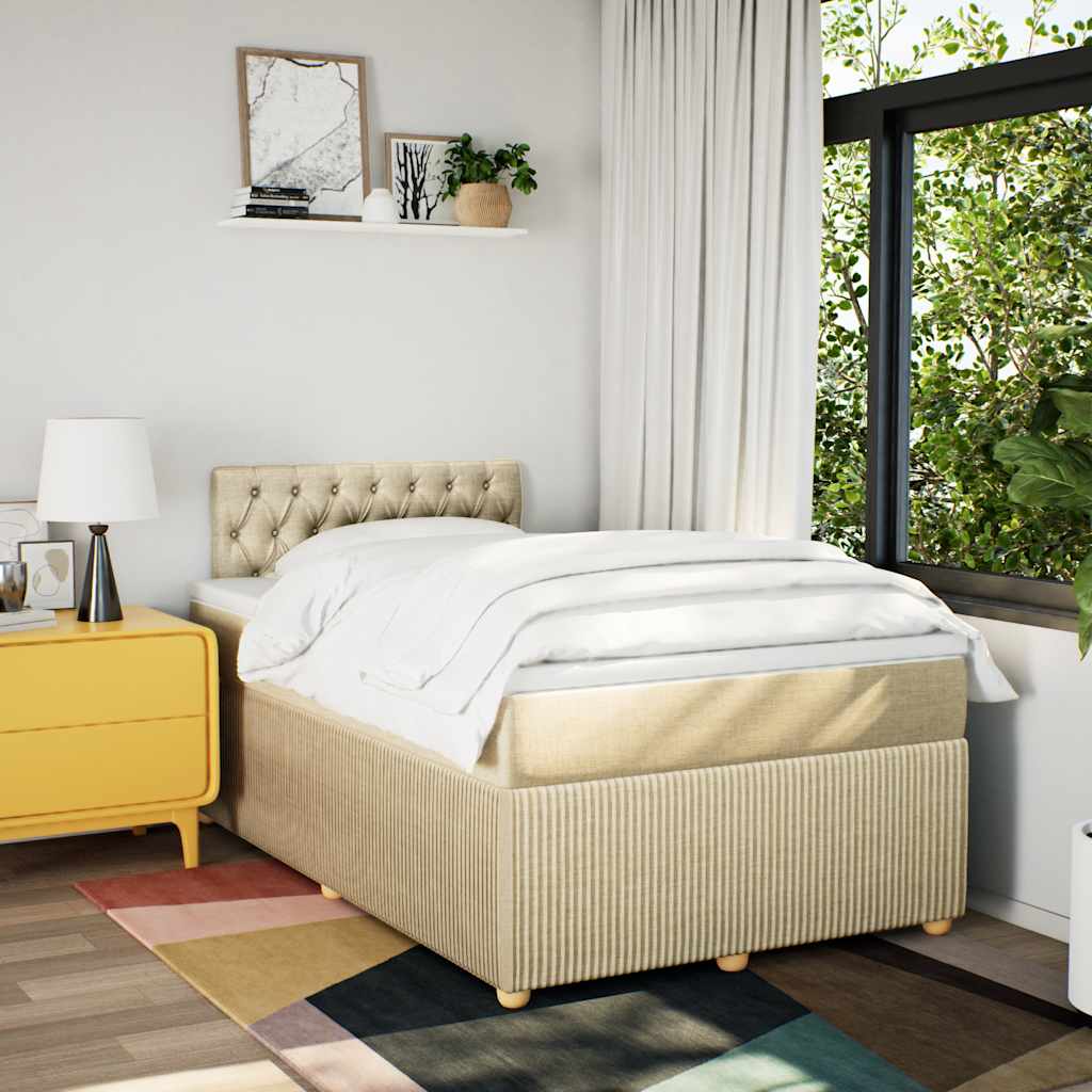 Krevet box spring s madracem krem 120 x 190 cm od tkanine