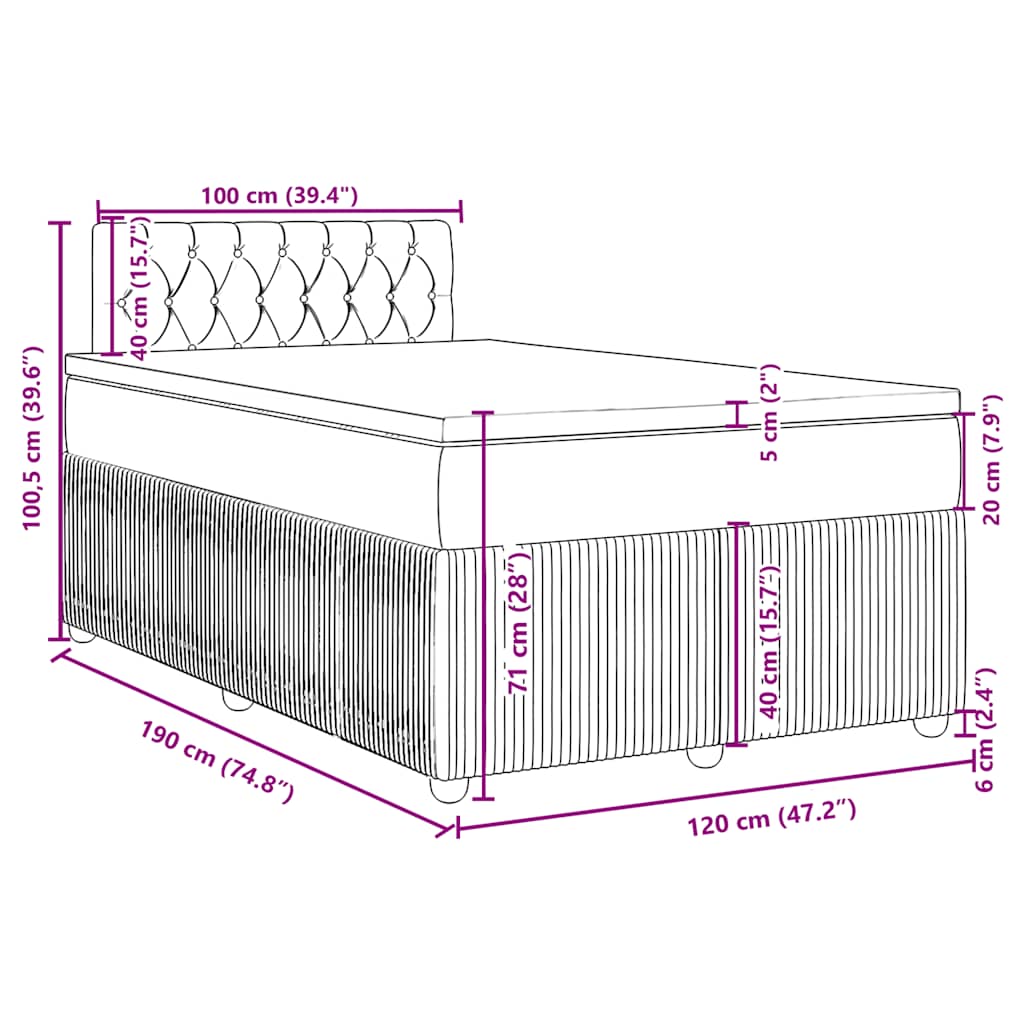 Krevet box spring s madracem krem 120 x 190 cm od tkanine