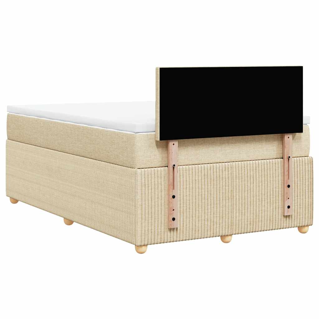 Krevet s oprugama i madracem krem 120 x 200 cm od tkanine