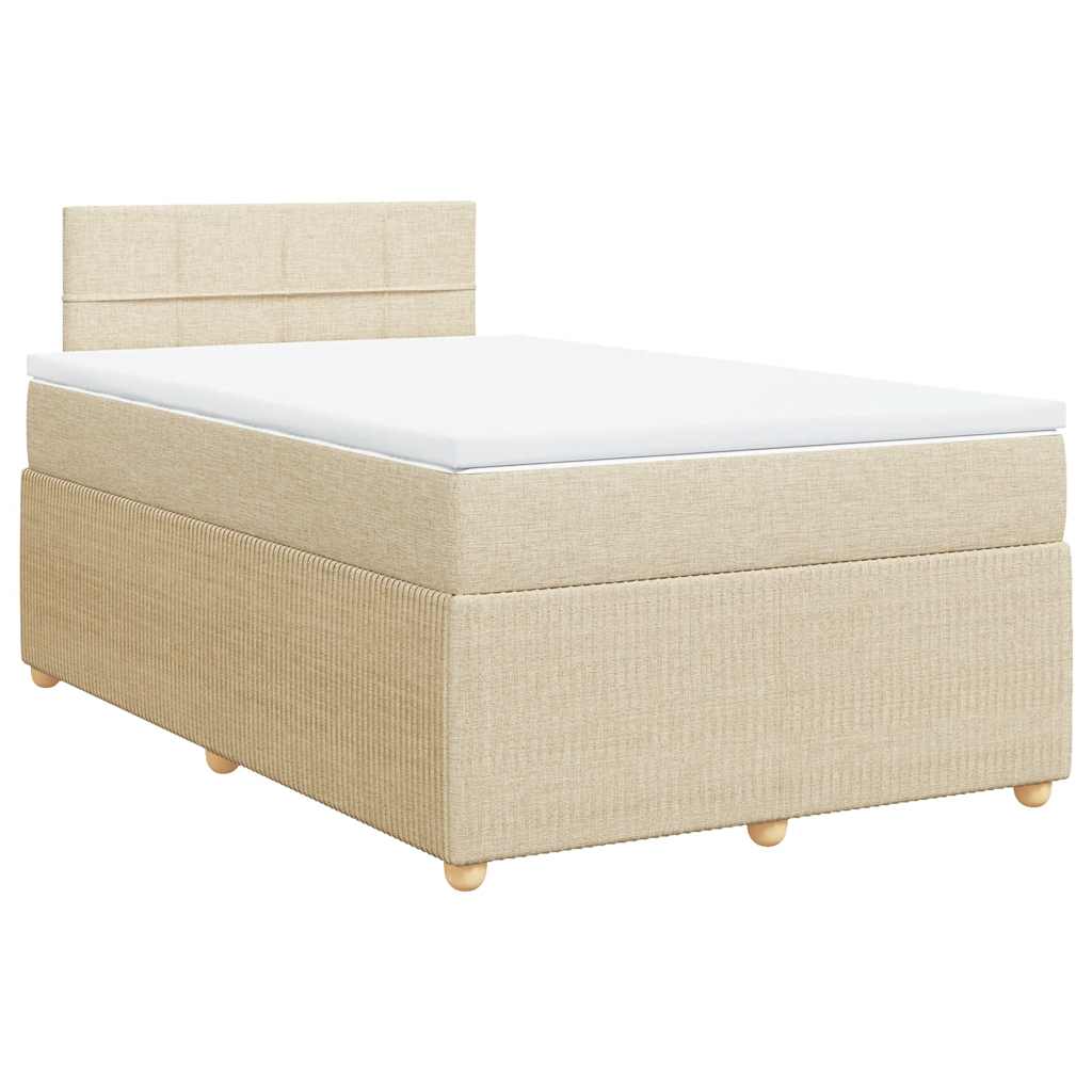 Krevet s oprugama i madracem krem 120 x 200 cm od tkanine