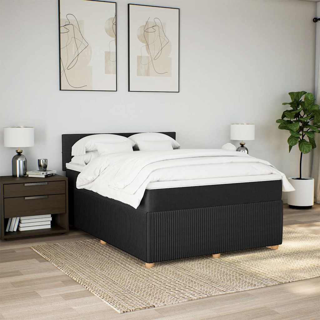 Krevet s oprugama i madracem crni 140 x 190 cm od tkanine