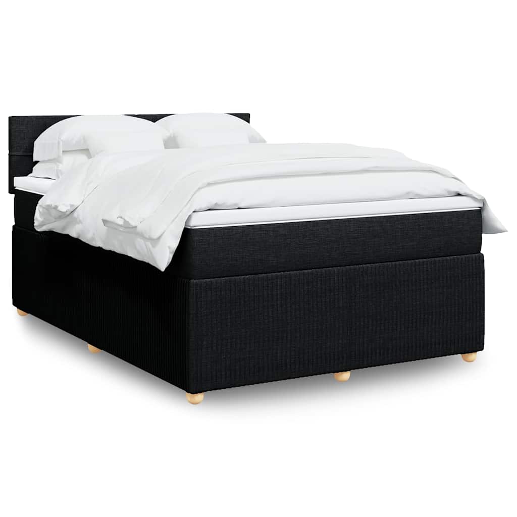 Krevet s oprugama i madracem crni 140 x 190 cm od tkanine