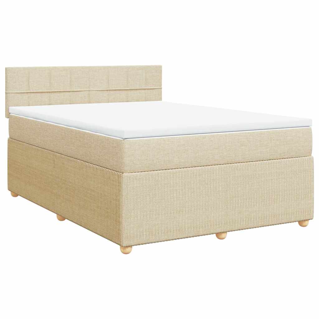Krevet s oprugama i madracem krem 140 x 190 cm od tkanine