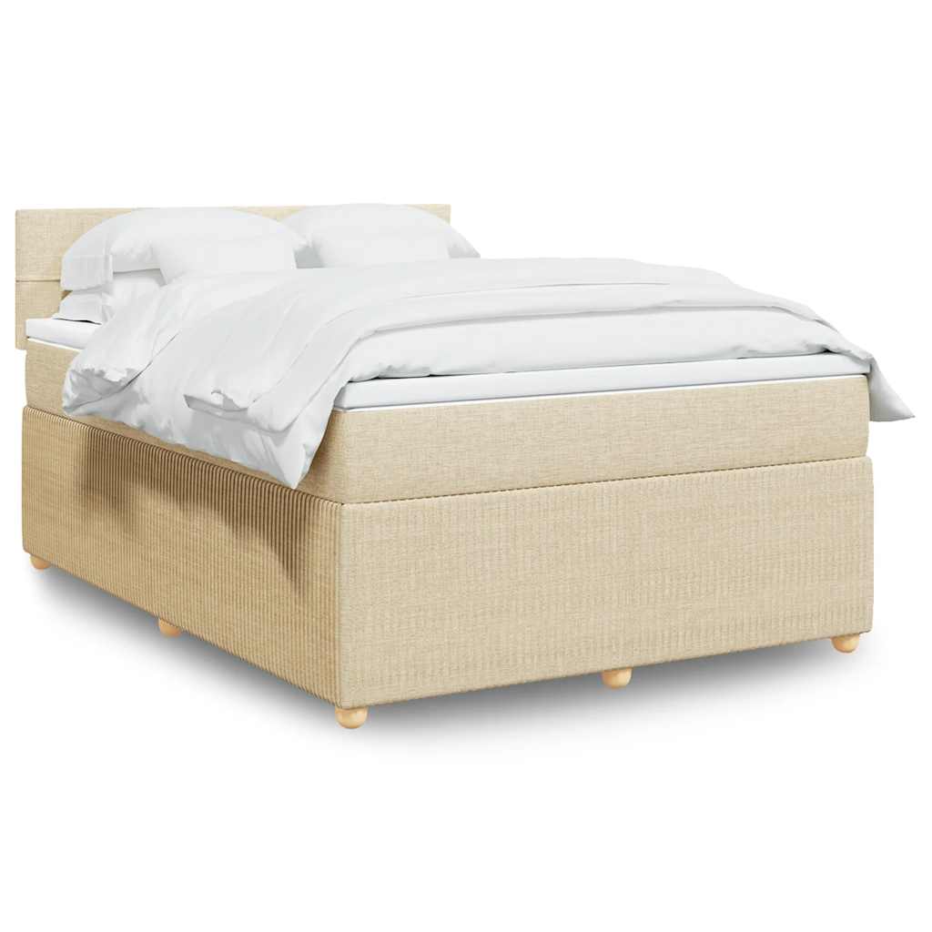 Krevet s oprugama i madracem krem 140 x 190 cm od tkanine