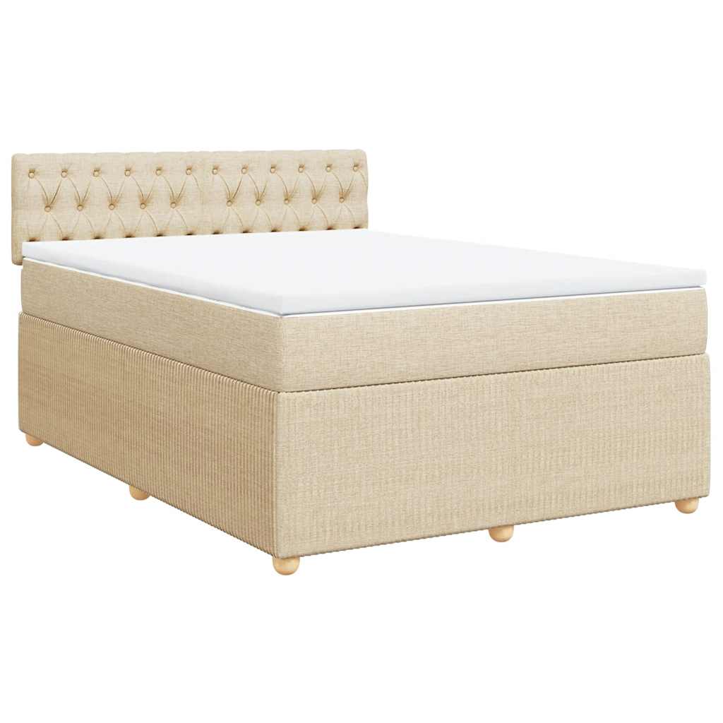 Krevet s oprugama i madracem krem 140 x 190 cm od tkanine