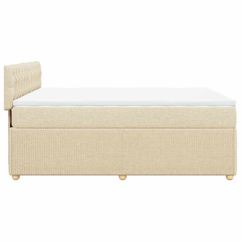 Krevet s oprugama i madracem krem 140 x 190 cm od tkanine