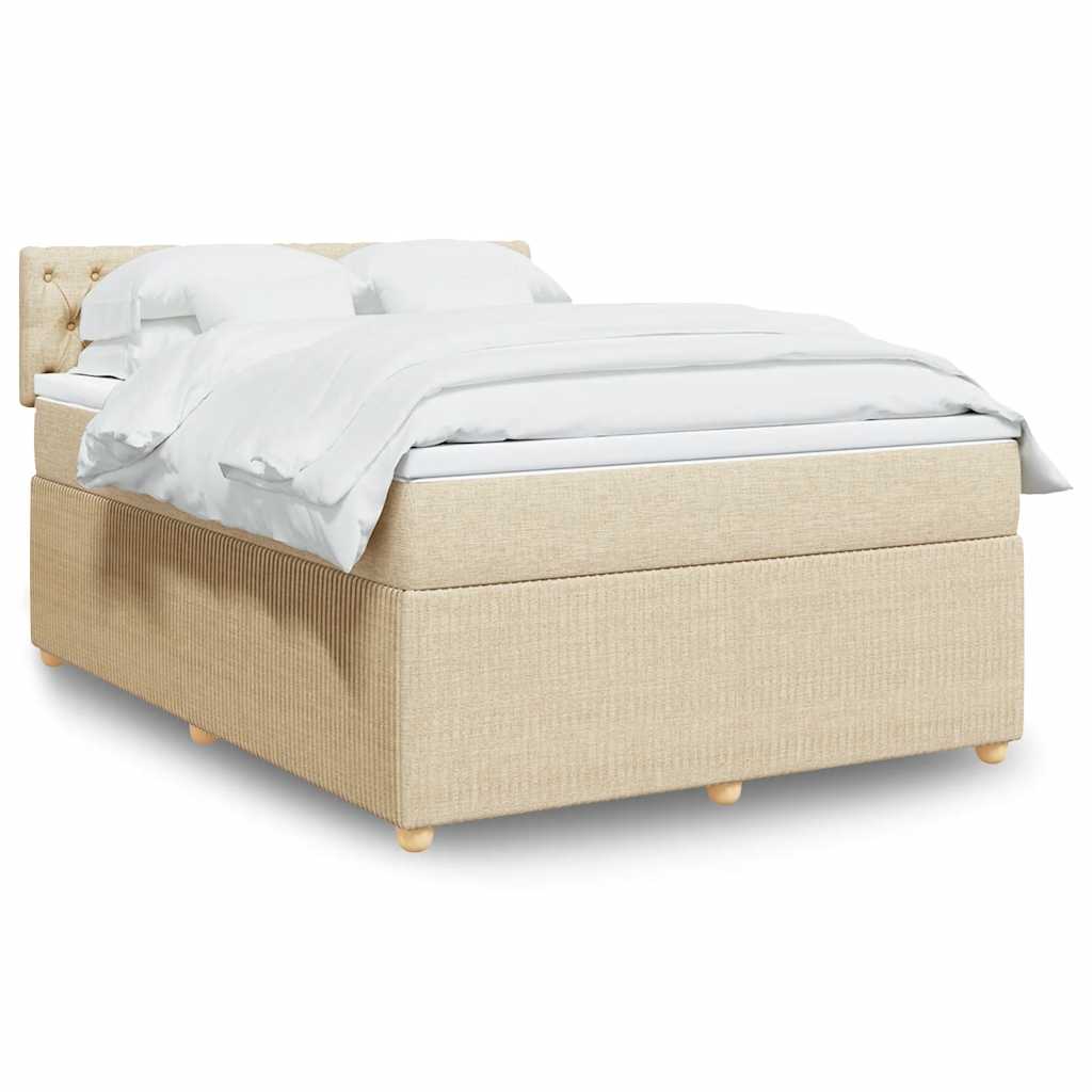 Krevet s oprugama i madracem krem 140 x 190 cm od tkanine