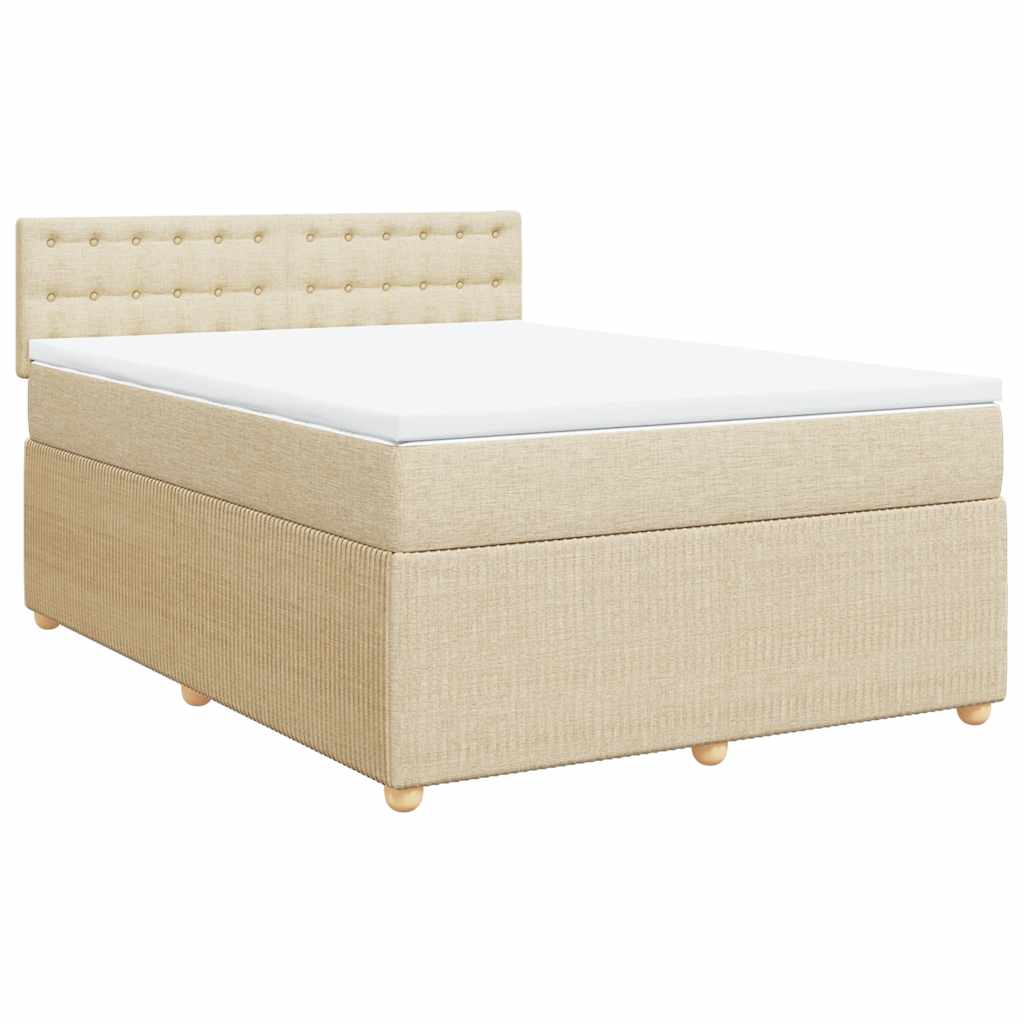 Krevet s oprugama i madracem krem 140 x 190 cm od tkanine
