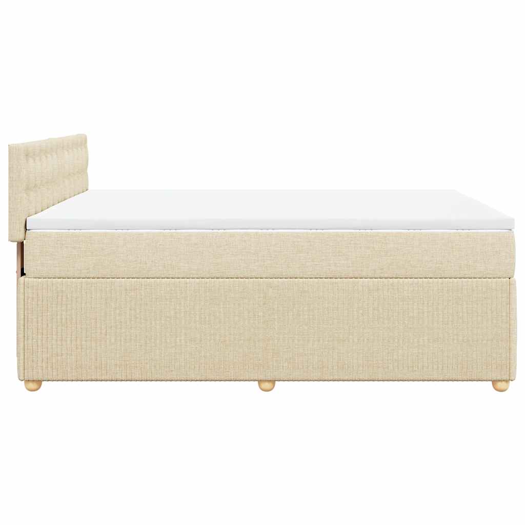 Krevet s oprugama i madracem krem 140 x 190 cm od tkanine