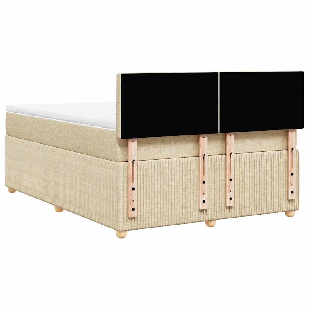 Krevet s oprugama i madracem krem 140 x 190 cm od tkanine