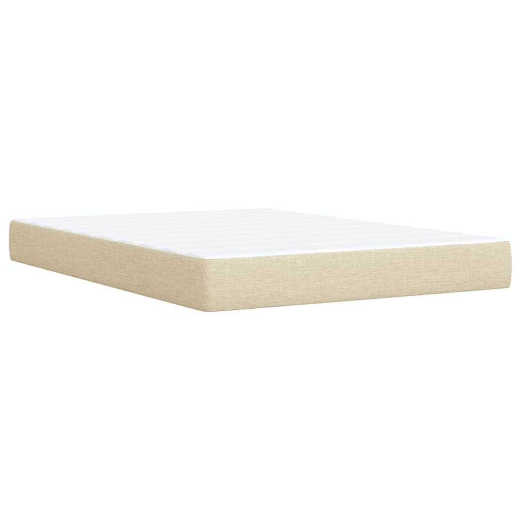 Krevet s oprugama i madracem krem 140 x 190 cm od tkanine