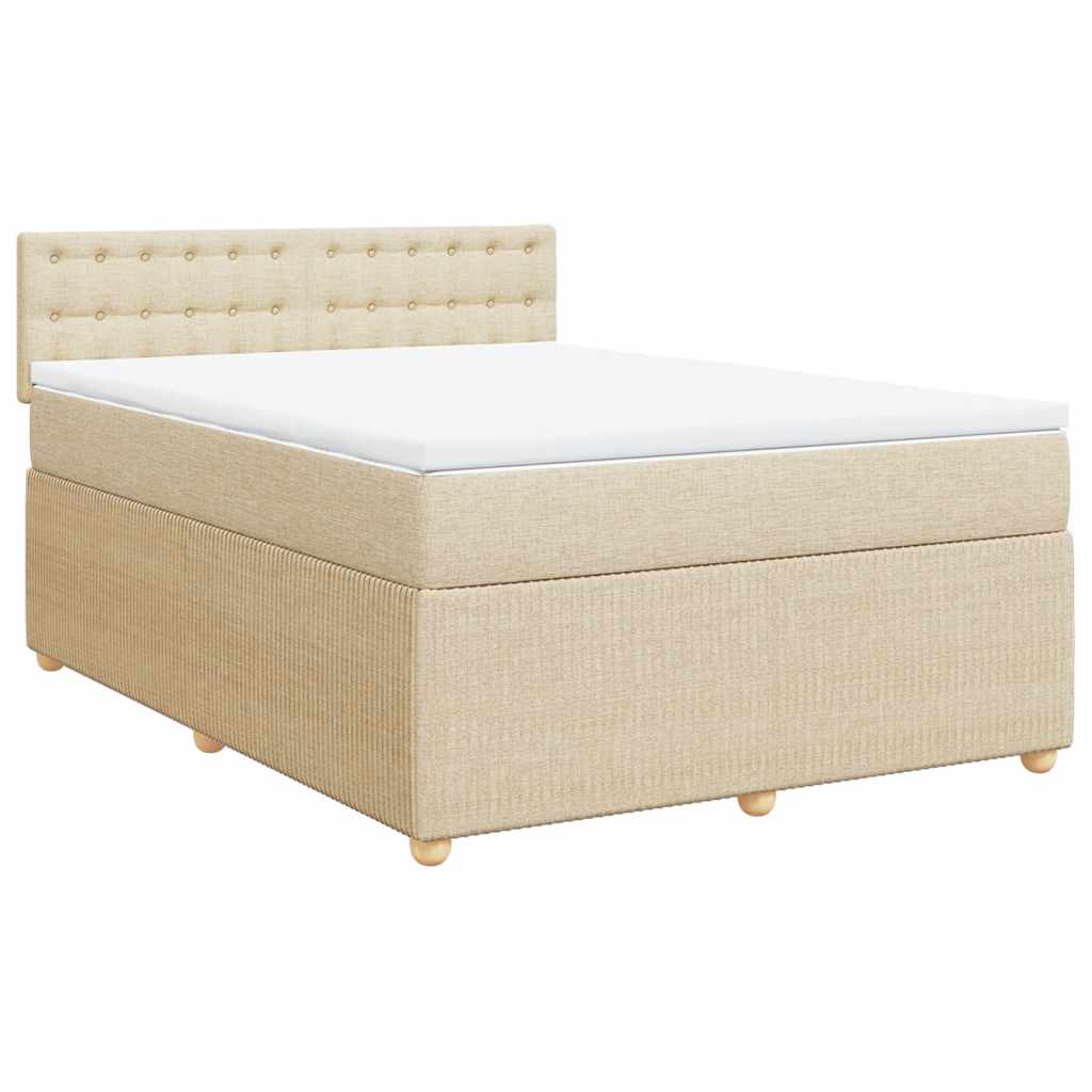 Krevet s oprugama i madracem krem 140x200 cm od tkanine