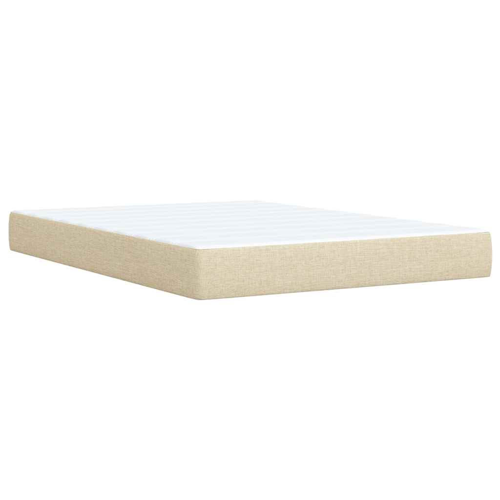 Krevet s oprugama i madracem krem 140x200 cm od tkanine