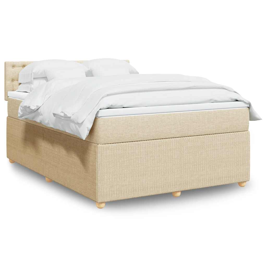 Krevet s oprugama i madracem krem 140x200 cm od tkanine