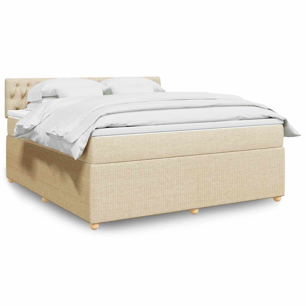 Krevet s oprugama i madracem krem 180x200 cm od tkanine