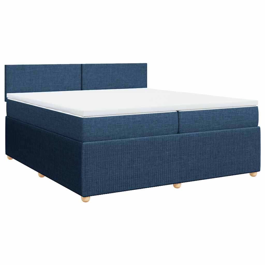 Krevet s oprugama i madracem plavi 200 x 200 cm od tkanine
